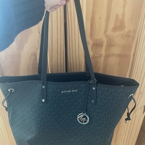Michael Kors Black Saffiano Leather Tote with MK Monogram